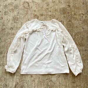 LOFT Cream Ruffle Blouse